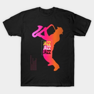 Modern JAZZ MUSIC Festival Lover Musician Saxophone player t-shirt futuristic design T-Shirt